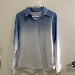 Gradient Blue and White Button-Up Shirt